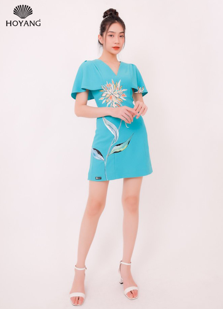 Đầm xòe ngắn thiết kế tay bèo D011  Cam Fashion  Design