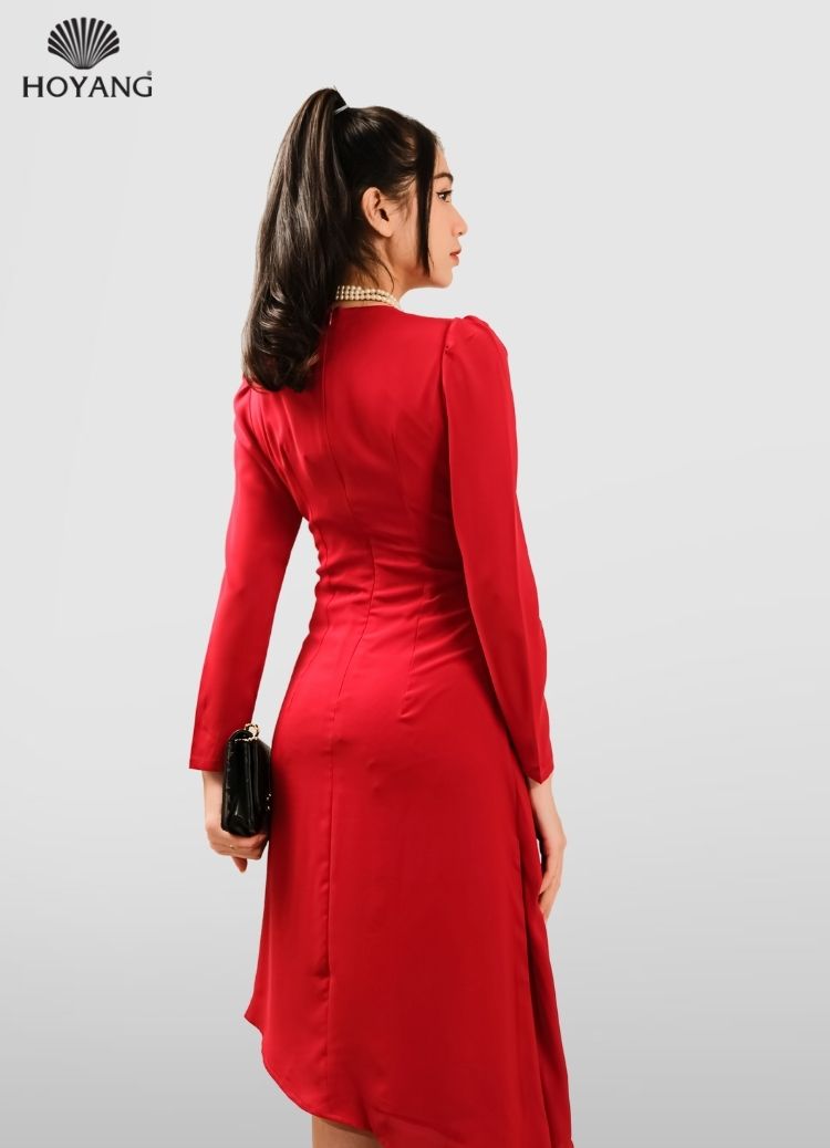 Váy xòe đỏ nhún vạt  V1294  Topvay Fashion