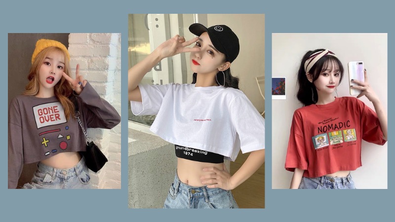 Mẫu áo croptop form rộng cho các cô nàng bánh bèo