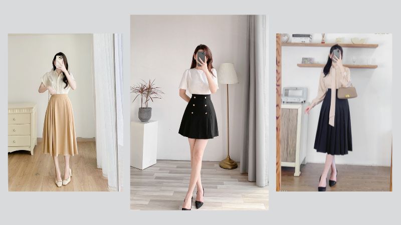 Cách phối đồ với chân váy xếp ly chuẩn stylist