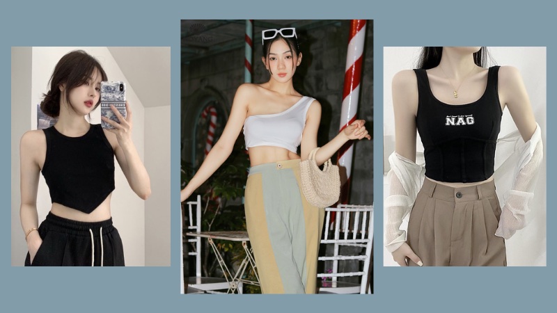 Mẫu áo croptop sát nách 3 lỗ nữ