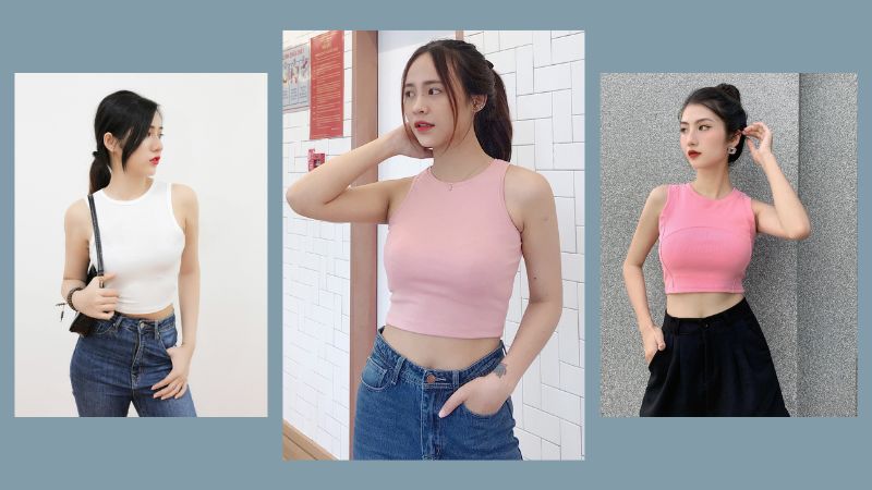 Có thể phối áo croptop 3 lỗ với quần jean, quần tây ống rộng cực sang chảnh