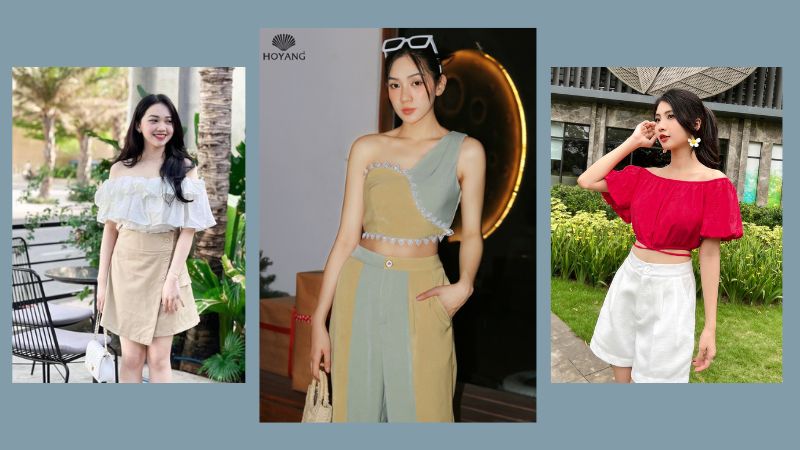 Tham khảo đa dạng các mẫu mã với kiểu áo croptop hở vai