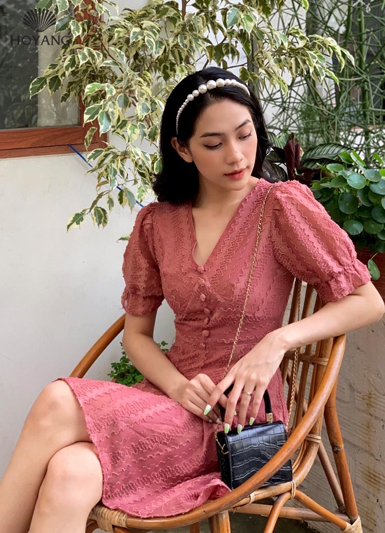 Đầm xòe cổ chữ V công sở thanh lịch  Shopee Việt Nam