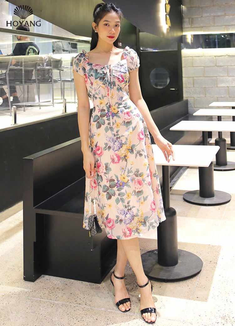 Đầm Váy Hoa Chiffon Phong Cách Vintage Siêu Xinh