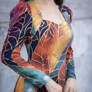 áo dài họa tiết tay dài