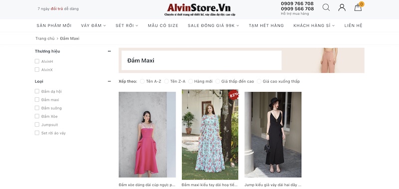 Mẫu maxi dự tiệc, đi biển cao cấp tại Alvin Store