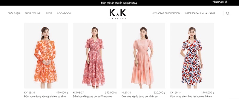 Các mẫu đầm maxi voan với kiểu dáng xếp ly tại K&K Fashion