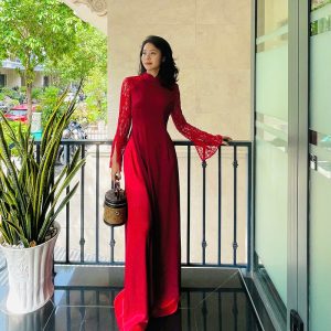 ao dai co tru tay ren kim tuyen 4