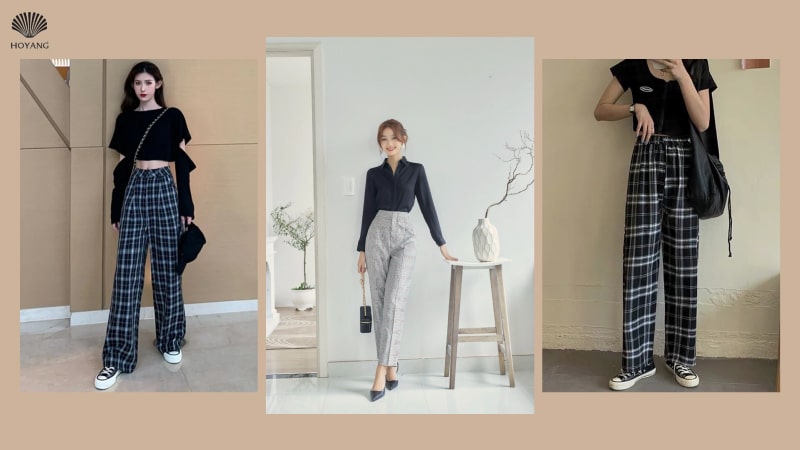 Quần baggy nữ caro, kẻ sọc cá tính, độc đáo