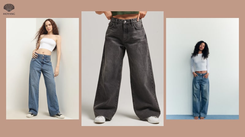Quần baggy nữ chất jean năng động, độ bền cao
