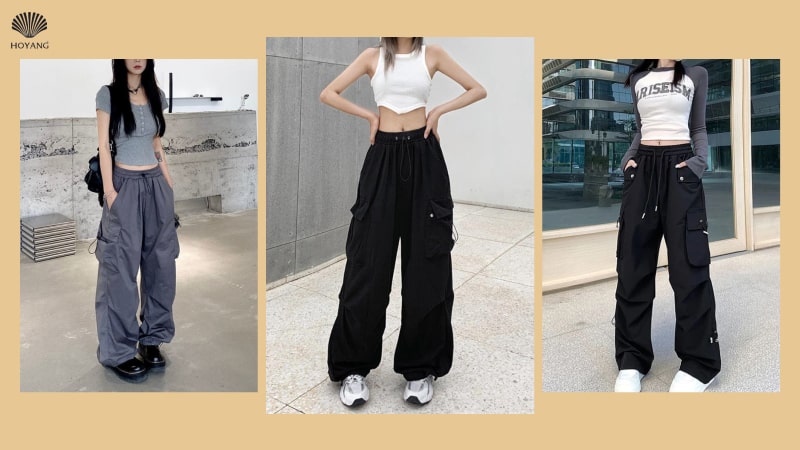 Quần baggy nữ chất liệu vải cá tính, nổi bật